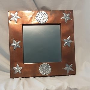 Celestial themed copper covered mirror